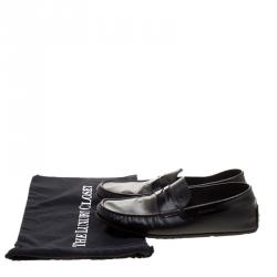 Pre Owned Tod's Black Leather Driving Penny Loafers Size 41