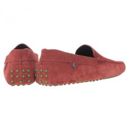 Pre Owned Tod’s for Ferrari Red Suede No.56 Limited Edition Gommino Loafers Size 43