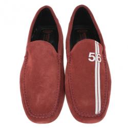 Pre Owned Tod’s for Ferrari Red Suede No.56 Limited Edition Gommino Loafers Size 43