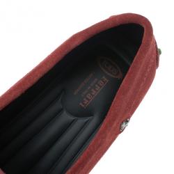 Pre Owned Tod’s for Ferrari Red Suede No.56 Limited Edition Gommino Loafers Size 43