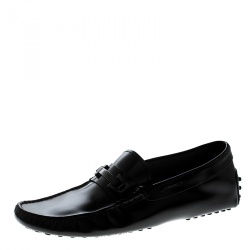 Pre Owned Tod's Black Leather Macro Clamp Loafers Size 41