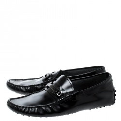Pre Owned Tod's Black Leather Macro Clamp Loafers Size 41