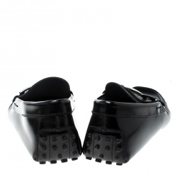 Pre Owned Tod's Black Leather Macro Clamp Loafers Size 41