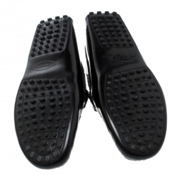 Pre Owned Tod's Black Leather Macro Clamp Loafers Size 41