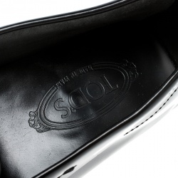 Pre Owned Tod's Black Leather Macro Clamp Loafers Size 41