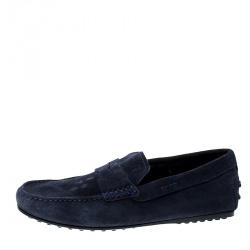 Pre Owned حذاء بيني لوفرز تودز سويدي أزرق مقاس 38.5