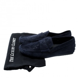 Pre Owned حذاء بيني لوفرز تودز سويدي أزرق مقاس 38.5