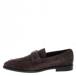 مملوكة مسبقًا Tod's Brown Suede Top Stitch Detail Loafers Size 42