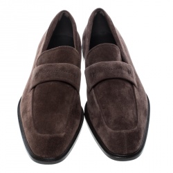 مملوكة مسبقًا Tod's Brown Suede Top Stitch Detail Loafers Size 42