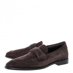 مملوكة مسبقًا Tod's Brown Suede Top Stitch Detail Loafers Size 42