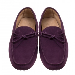 Tod's Purple Suede Bow Loafers Size 45.5