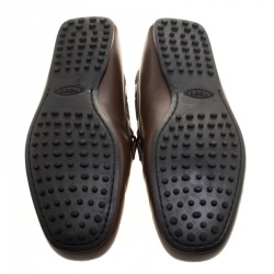 Pre Owned حذاء لوفرز تودز سويدى بنى بفيونكة مضفرة مقاس 44.5