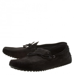 Pre Owned حذاء لوفرز تودز سويدي أسود بفيونكة مقاس 45.5