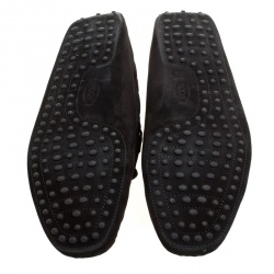 Pre Owned حذاء لوفرز تودز سويدي أسود بفيونكة مقاس 45.5