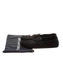 Pre Owned حذاء لوفرز تودز سويدي أسود بفيونكة مقاس 45.5