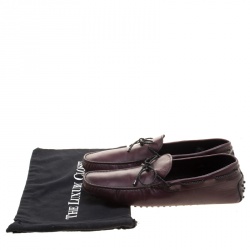 Pre Owned Tod's Maroon Leather Contrast Braided Bow Loafers Size 45.5
