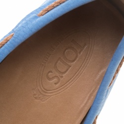 Pre Owned حذاء لوفرز تودز فيونكة مجدولة لون متباين مع سويدي أزرق مقاس 45.5