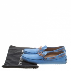 Pre Owned حذاء لوفرز تودز فيونكة مجدولة لون متباين مع سويدي أزرق مقاس 45.5