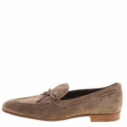 Pre Owned حذاء لوفرز تودز سويدي رصاصي بفيونكة مقاس 42.5