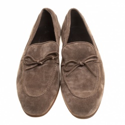 Pre Owned حذاء لوفرز تودز سويدي رصاصي بفيونكة مقاس 42.5