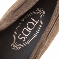 Pre Owned حذاء لوفرز تودز سويدي رصاصي بفيونكة مقاس 42.5