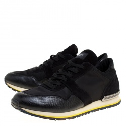 مملوكة مسبقًا حذاء رياضي تودز أربطة جلد وكانفاس سوداء مقاس 42.5