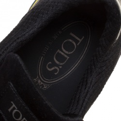 مملوكة مسبقًا حذاء رياضي تودز أربطة جلد وكانفاس سوداء مقاس 42.5