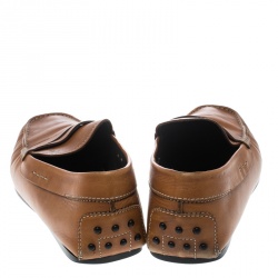 Pre Owned Tod's Tan Leather City Gommino Penny Loafers Size 42.5
