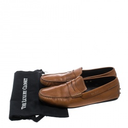 Pre Owned Tod's Tan Leather City Gommino Penny Loafers Size 42.5
