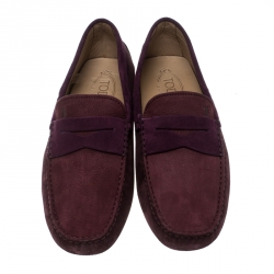 Pre Owned Tod's Purple Suede Penny Loafers Size 44.5