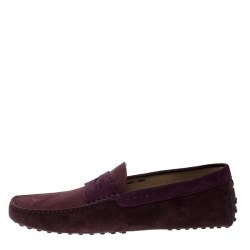 Pre Owned Tod's Purple Suede Penny Loafers Size 44.5