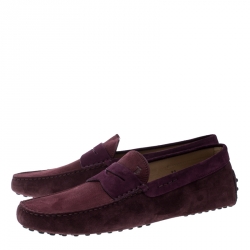 Pre Owned Tod's Purple Suede Penny Loafers Size 44.5