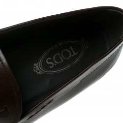 Pre Owned حذاء لوفرز تودز بيني جلد بني مقاس 47