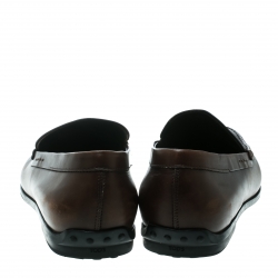 Pre Owned حذاء لوفرز تودز بيني جلد بني مقاس 47