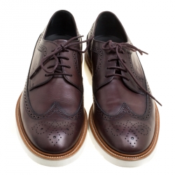 Pre Owned Tod's Brown Brogue Leather Wing Tip Derby Size 45.5