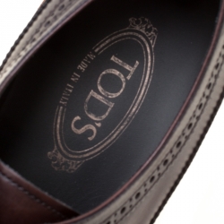 Pre Owned Tod's Brown Brogue Leather Wing Tip Derby Size 45.5