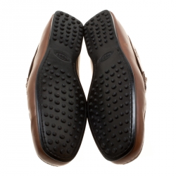 Pre Owned Tod's Brown Leather Doppia T Loafers Size 44.5