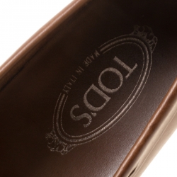 Pre Owned Tod's Brown Leather Doppia T Loafers Size 44.5