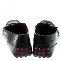 Pre Owned Tod's For Ferrari Black Leather Bow Loafers Size 42