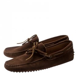 Pre Owned Tod's Two Tone Suede Bow Detail Driving Loafers Size 43