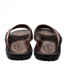 Tod's Brown Leather Crossed Strap Slider Sandals Size 42