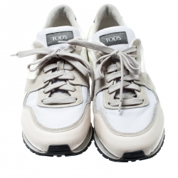 Pre Owned Tod's Tricolor Nylon Fabric And Suede Sneakers Size 46.5