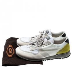 Pre Owned Tod's Tricolor Nylon Fabric And Suede Sneakers Size 46.5