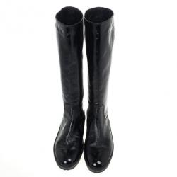 مملوكة مسبقًا Tod's Black Patent Knee Length Boots Size 38.5