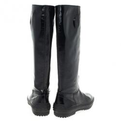 مملوكة مسبقًا Tod's Black Patent Knee Length Boots Size 38.5