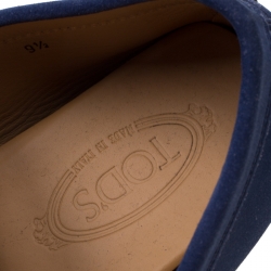 Pre Owned Tod's Blue Suede Moccasins Size 44