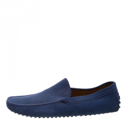 Pre Owned Tod's Blue Suede Moccasins Size 44