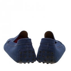Pre Owned Tod's Blue Suede Moccasins Size 44