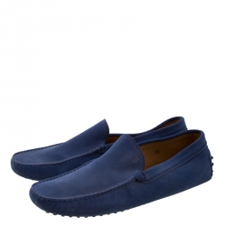 Pre Owned Tod's Blue Suede Moccasins Size 44