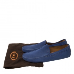 Pre Owned Tod's Blue Suede Moccasins Size 44